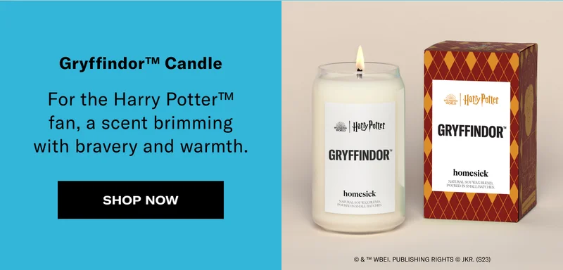 Gryffindor™ Candle | For the Harry Potter™ fan, a scent brimming with bravery and warmth. | SHOP NOW