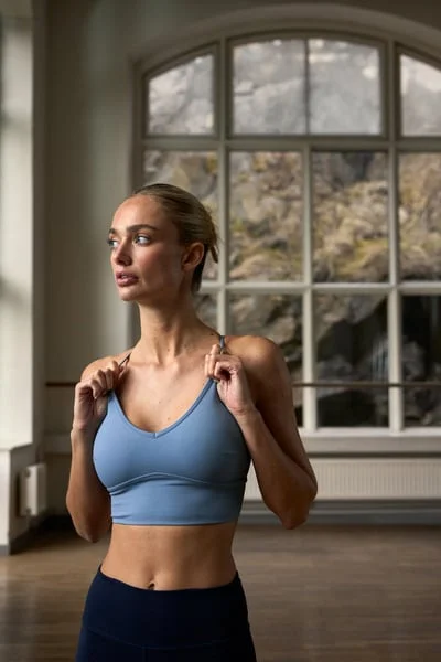 Image of Nimble Adjustable Strappy Sports Bra Metal Blue