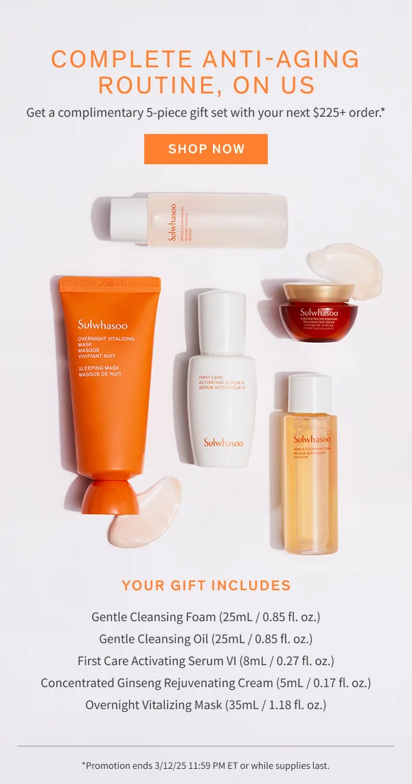 5-piece routine with $225+ purchase
