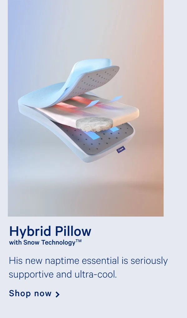 Hybrid Pillow with Snow Technology™ >> His new essential is seriously supportive and ultra-cool. >> Shop now >>