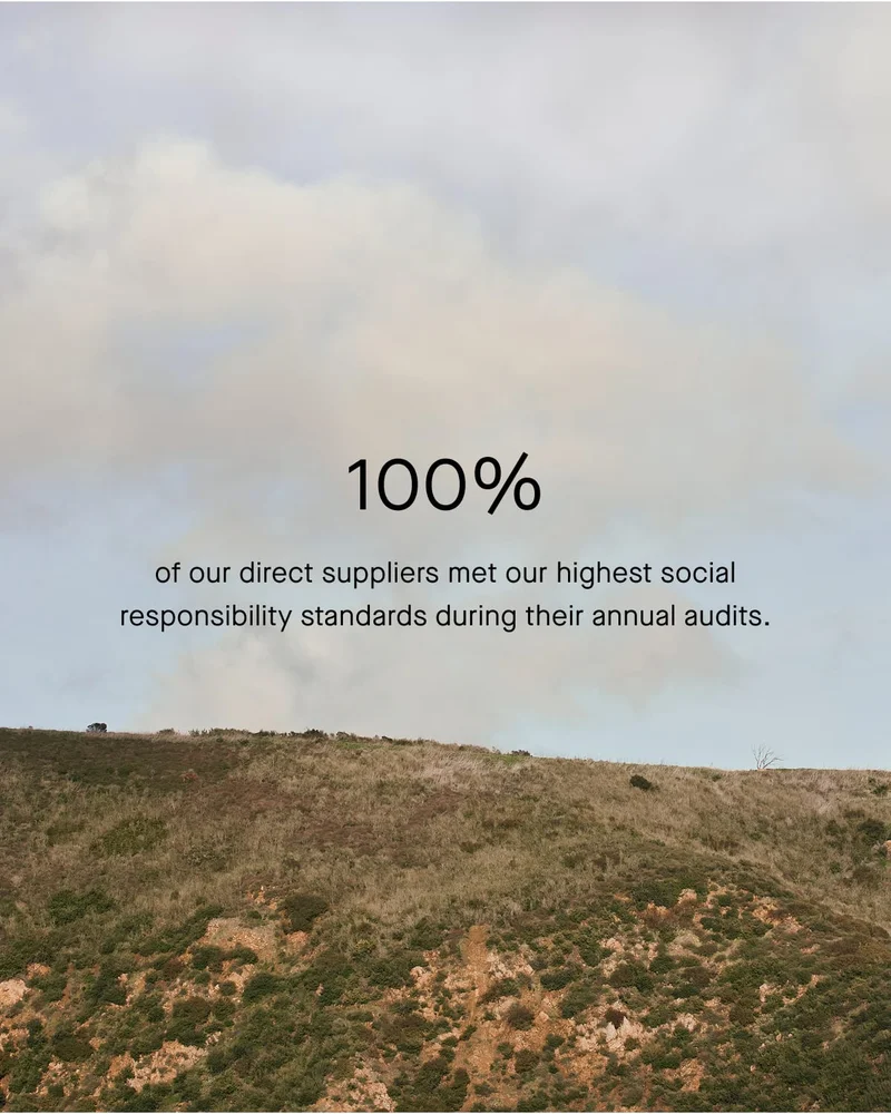 100% of our direct suppliers met our highest social responsibility standards during their annual audits.