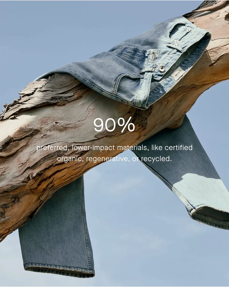 90% preferred, lower-impact materials, like certified organic, regenerative, or recycled.