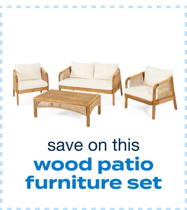 4-Pieces Acacia Wood Patio Furniture Set, Outdoor Furniture with Coffee Table, Patio Conversation Set Deep Seating