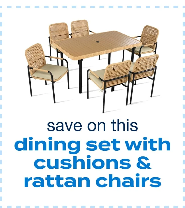 6 Piece Outdoor Patio Dining Set With Cushions And Rattan Chairs