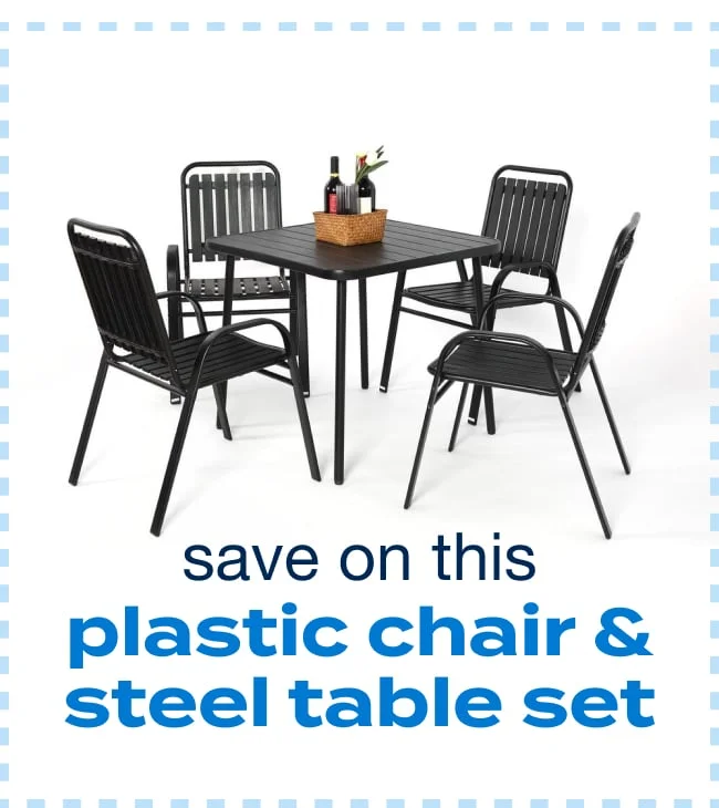 5-Piece Plastic chair and steel table Outdoor Dining Set, plastic Chairs and Table Set for Garden Patio