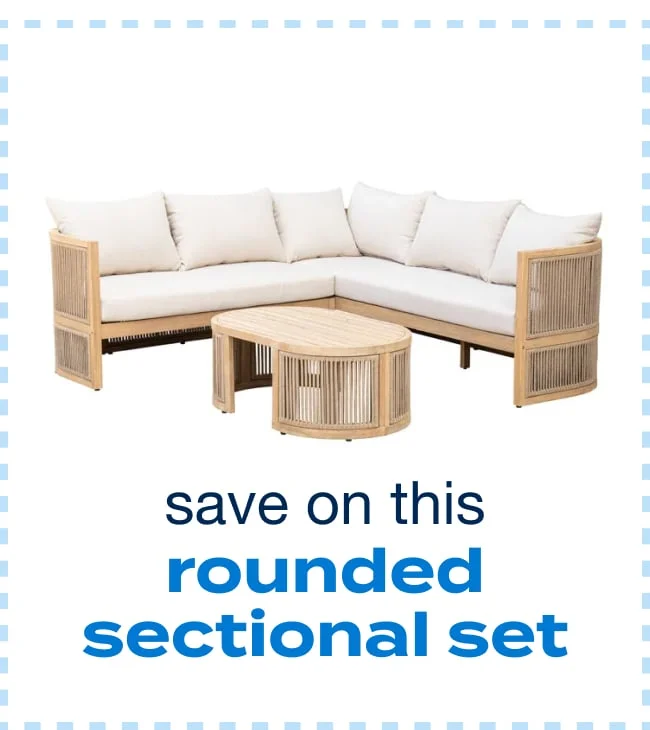 Kinger Home Nancy 3-Piece Acacia Rounded Sectional Set