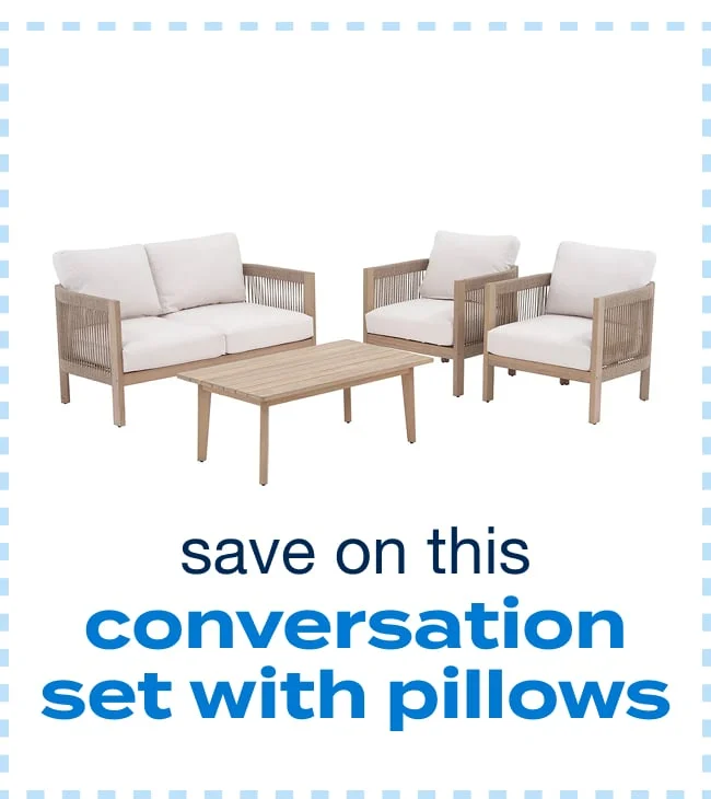 Outdoor Acacia Wood Conversation Set with Cushions