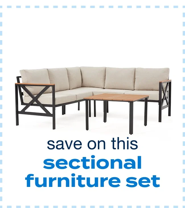 EROMMY 6-Piece Patio Sectional Furniture Set, Outdoor Metal L-Shaped Sofa with Faux Wood Coffee Table and Thick Cushions