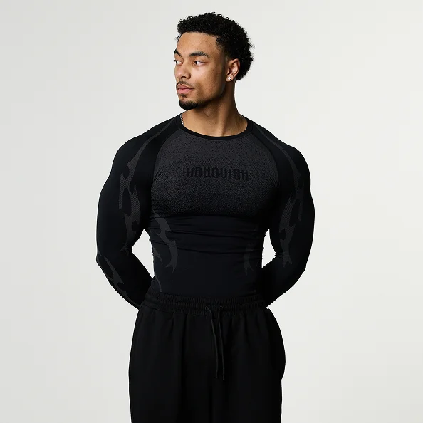 TRIBAL COMPRESSION BLACK LONG SLEEVE T SHIRT