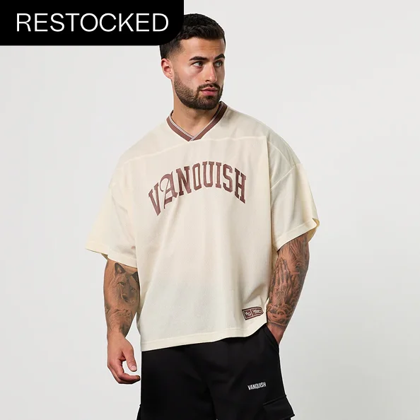 Varsity Off White Oversized Boxy Football Jersey