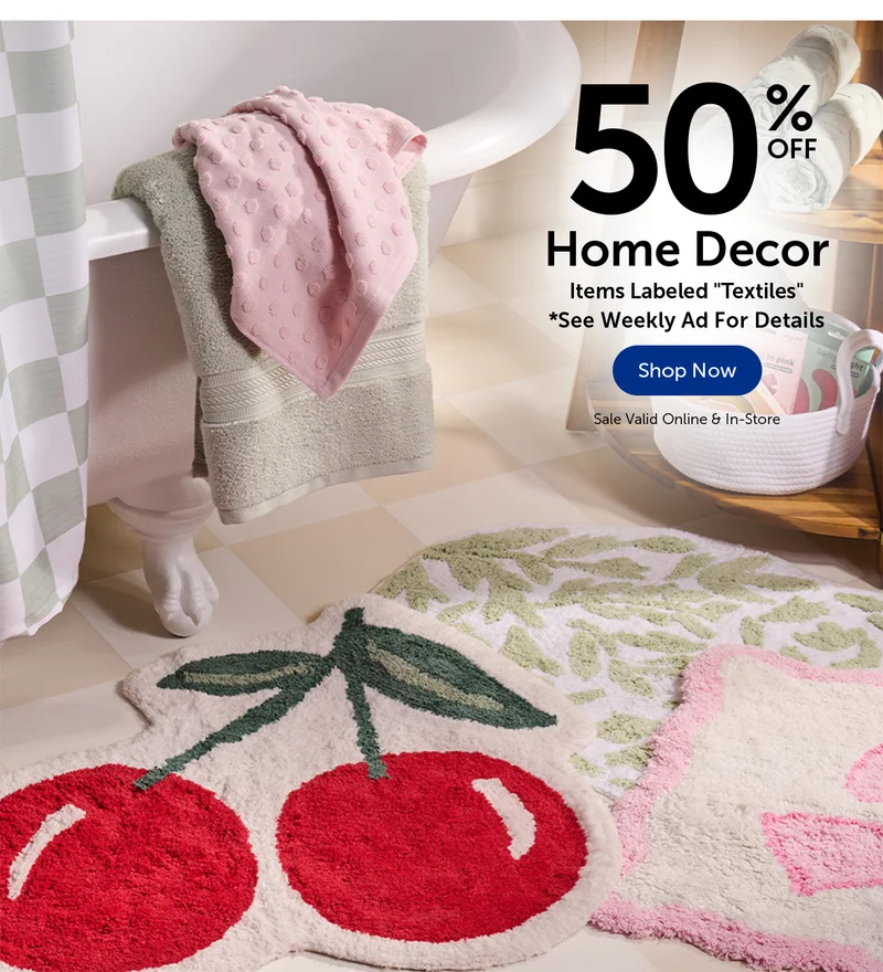 50% Off Home Decor - Items Labeled "Textiles"