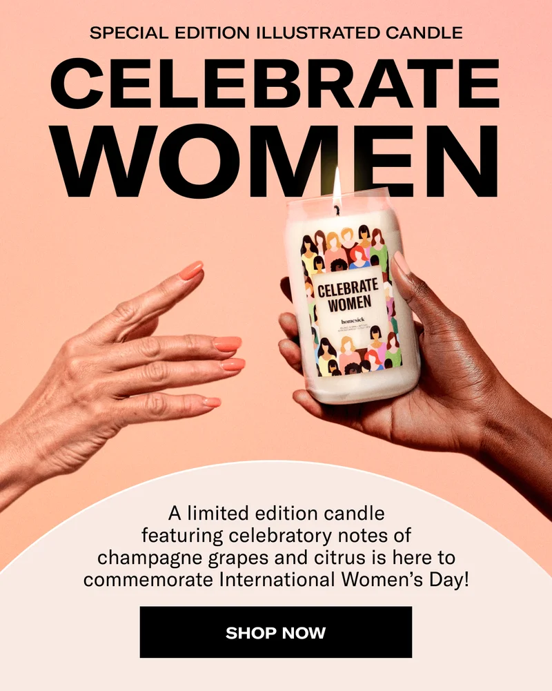 Special edition illustrated candle | Celebrate Women | A limited edition candle featuring celebratory notes of champagne grapes and citrus is here to commemorate International Women’s Day! | Shop now