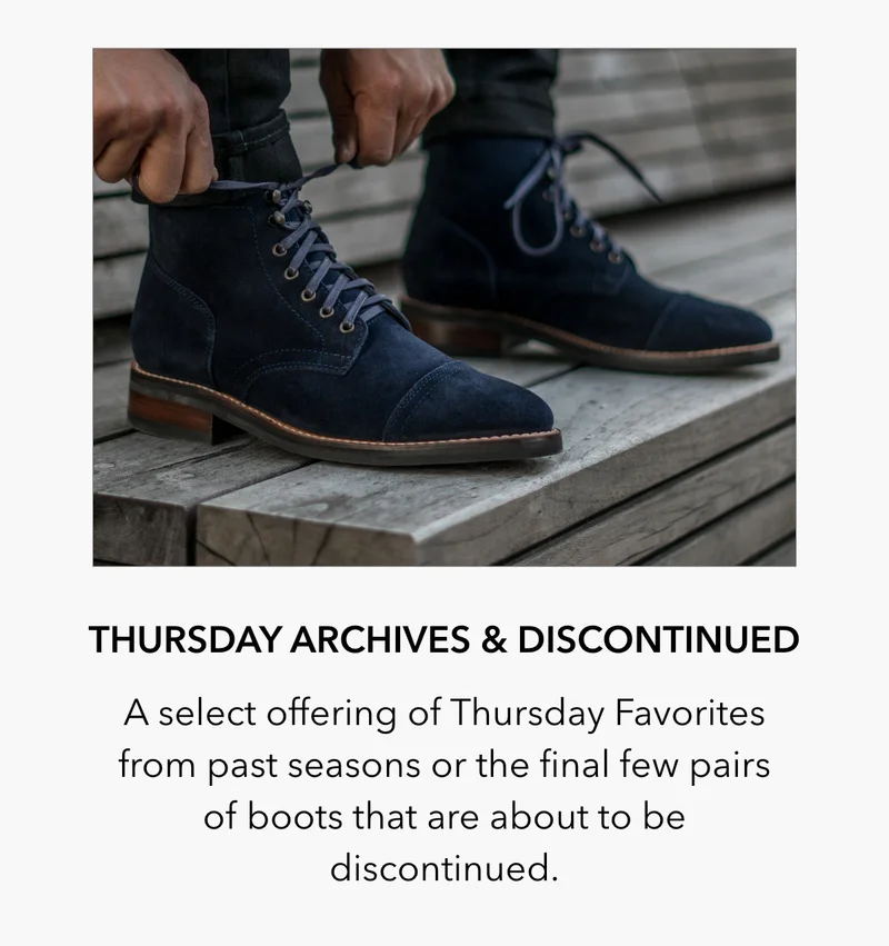 What's included in the sale: Thursday Archives & Discontinued Styles