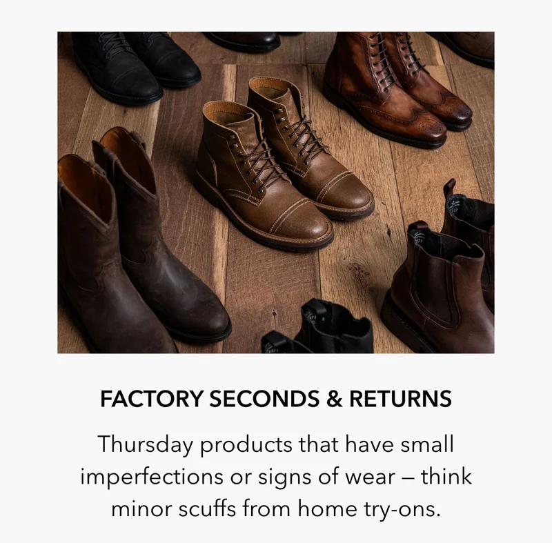 What's included in the sale: Factory Seconds and Returns
