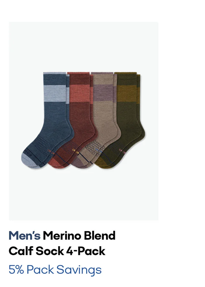 Men's Merino Blend Calf Sock 4-Pack 5% Pack Savings