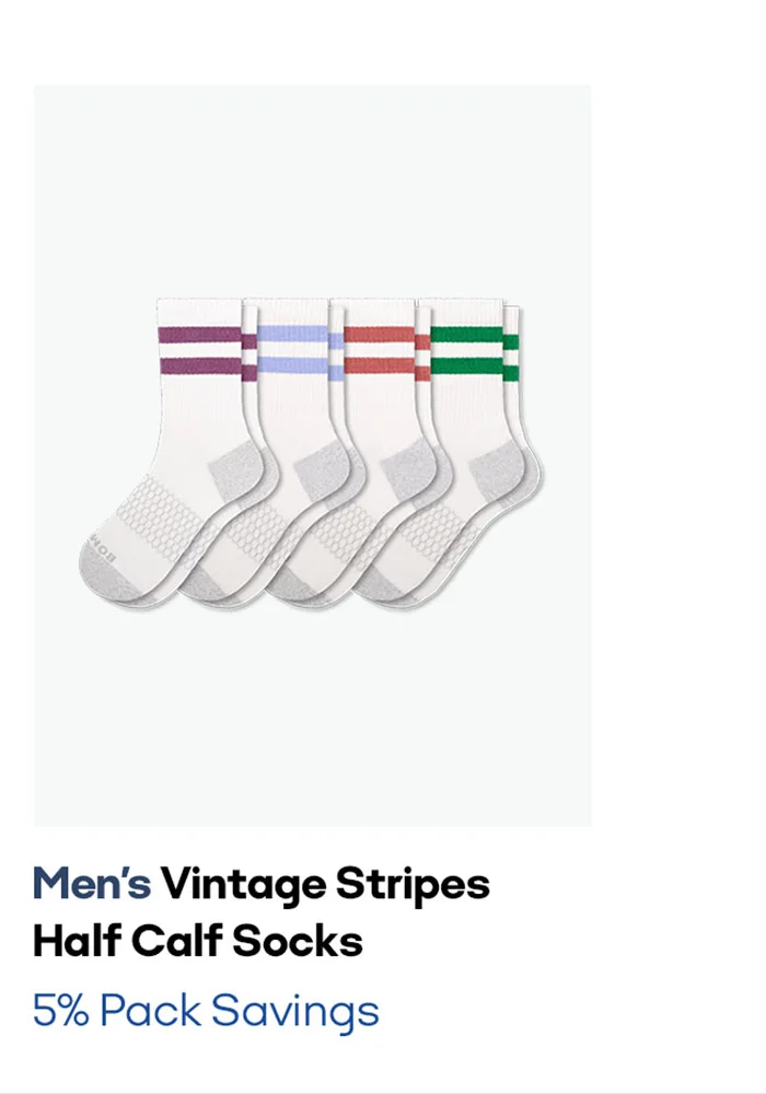 Men's Vintage Stripes Half Calf Socks 5% Pack Savings