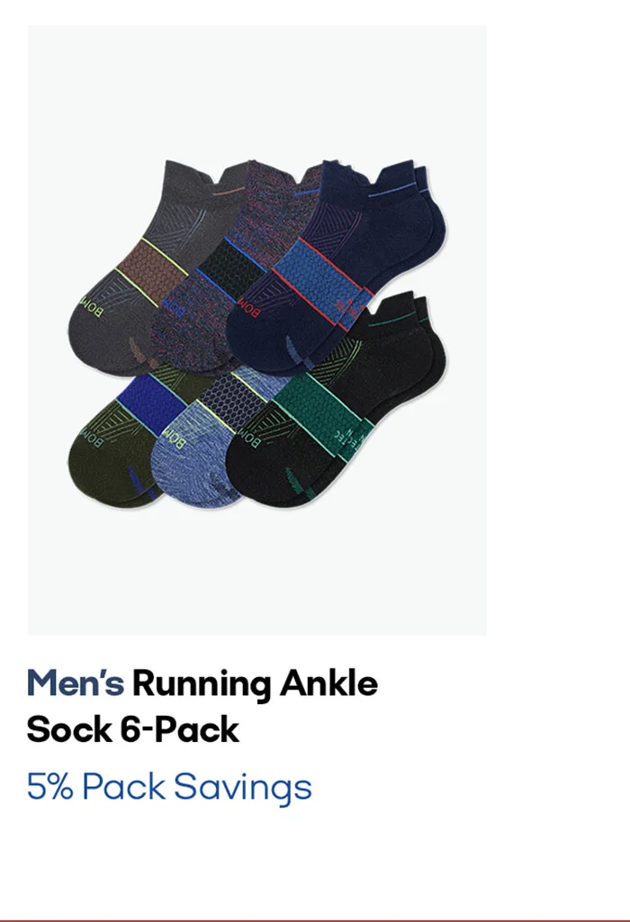 Men's Running Ankle Sock 6-Pack 5% Pack Savings
