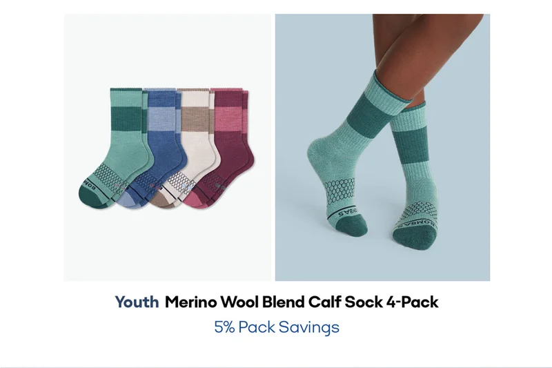 Youth Merino Wool Blend Calf Sock 4-Pack 5% Pack Savings