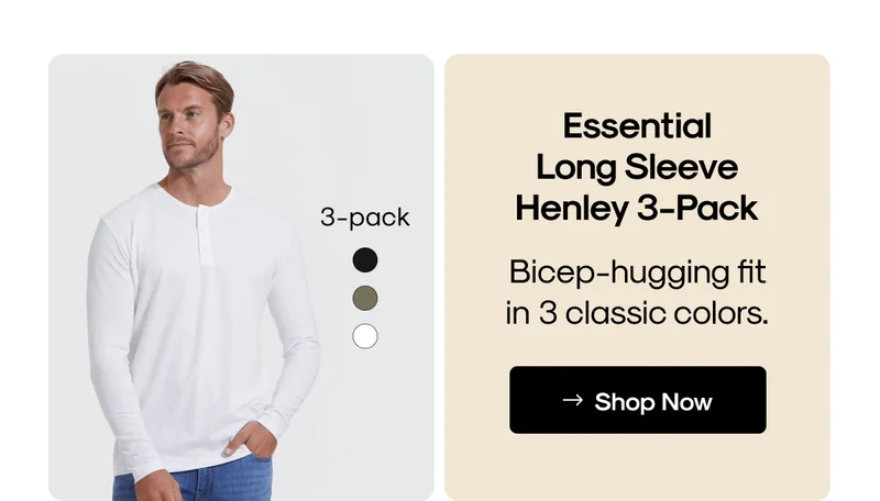 Essential Long Sleeve Henley 3-Pack