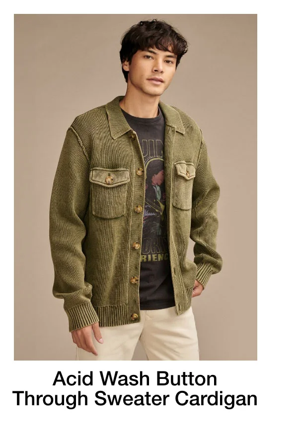 Acid Wash Button Through Sweater Cardigan