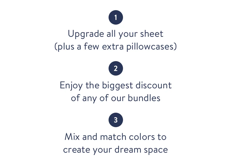 Upgrade all your sheet, enjoy the biggest discount on any of our bundles, mix and match colors to create your dream space