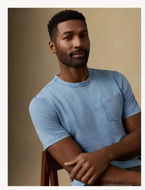 Short Sleeve Indigo Pocket Tee