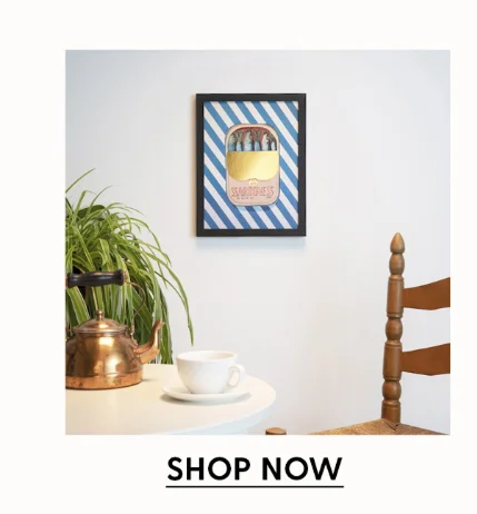 Sardines in Blue Stripes - Limited Edition Foil Art Print