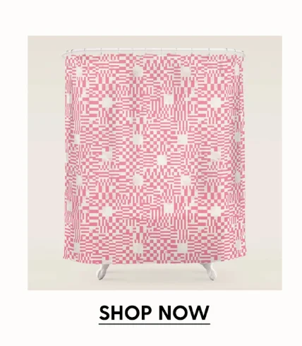 Checkered Pink Matrix Shower Curtain