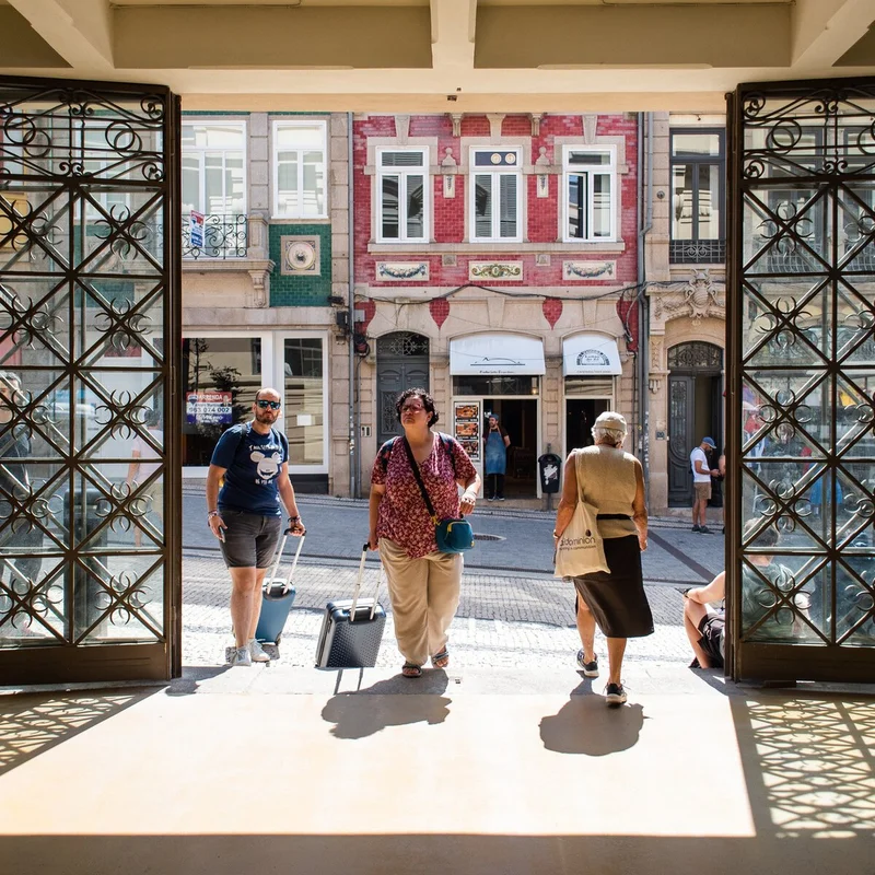 Travelers with carry-on luggage