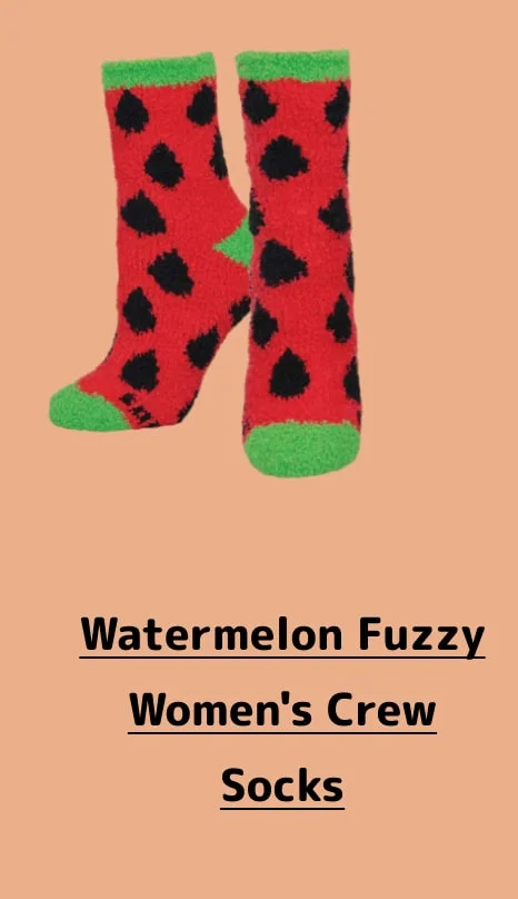 Watermelon Fuzzy Women's Crew Socks