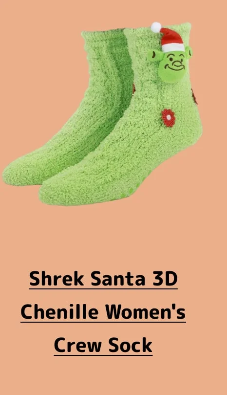 Shrek Santa 3D Chenille Women's Crew Sock