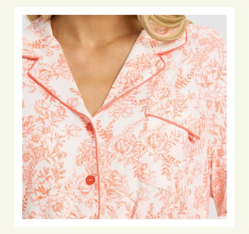 Melon Toile Long Sleeve Bamboo Pajama Set