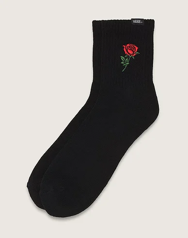 Single Rose Half Crew Socks