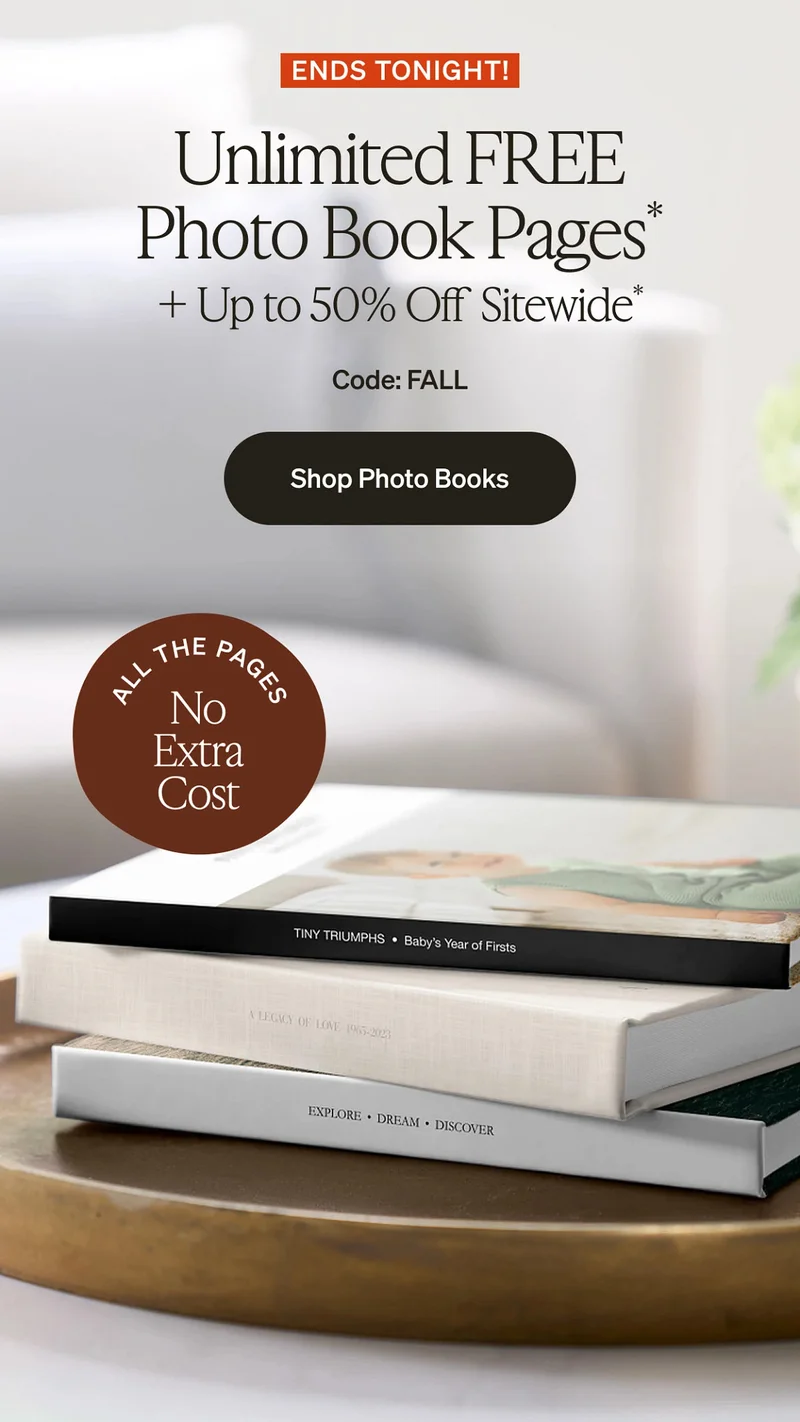 Unlimited Free Photo Book Pages + Up to 50% Off Sitewide