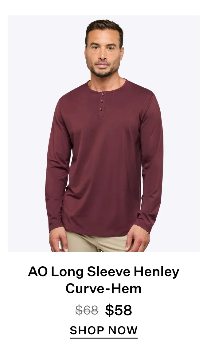 AO Long Sleeve Henley Curve-Hem