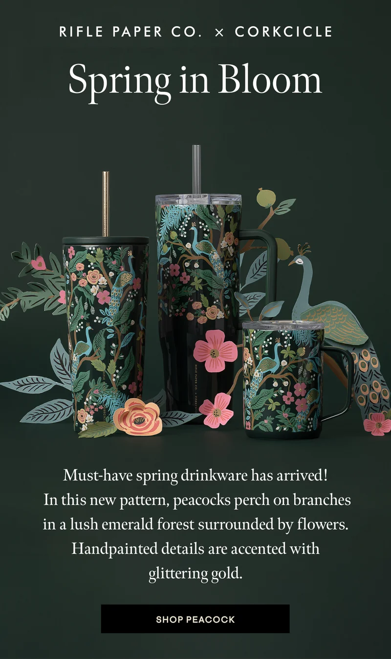 New Rifle Paper Co. Peacock & Curio patterns are perfect for spring!