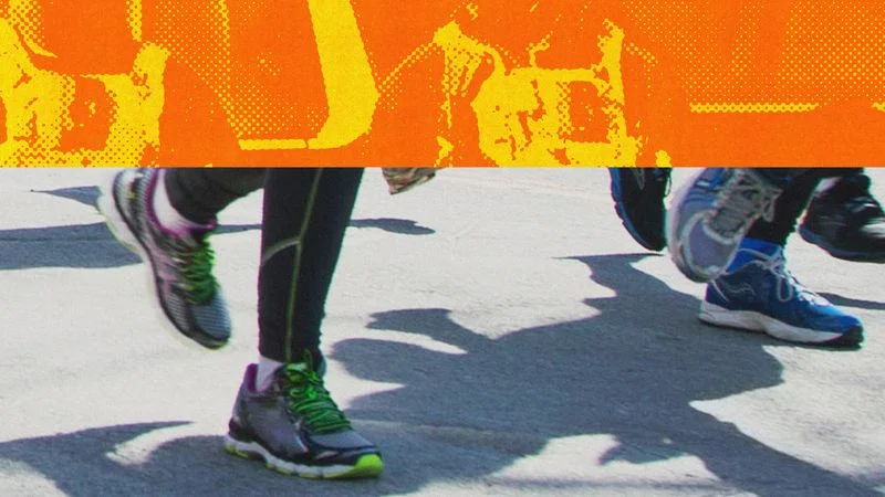 Image may contain: ICE, ICE run club patrol group, ICE patrol, Clothing, Footwear, Shoe, Sneaker, Person, and Walking