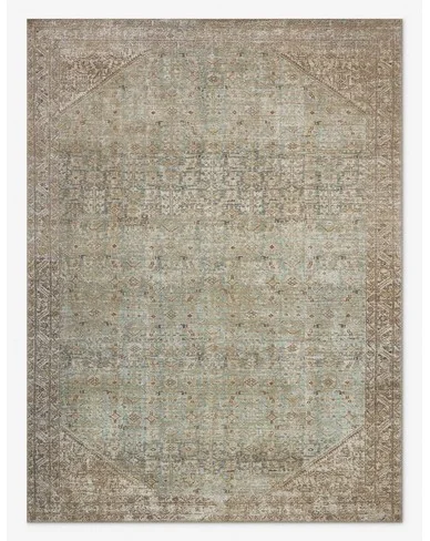 Cambria V Jute-Blend Rug by Amber Lewis x Loloi - Aqua and Natural / 7'6" x 9'6"