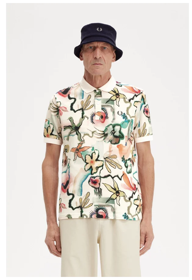 floral print polo shirt for men