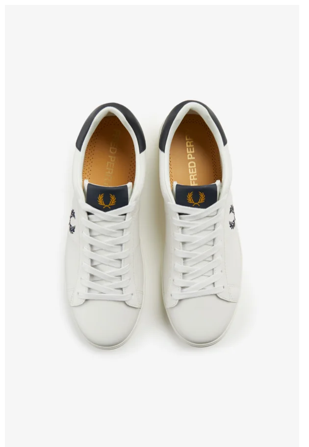 white Spencer trainers with navy details