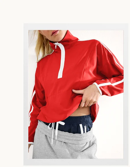 Stretch Woven Course Contrast Half Zip Pullover