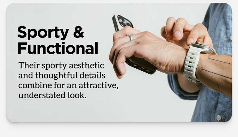 Sport and functional. Their sport aesthetic and thoughtful details combine for an attractive, understated look.