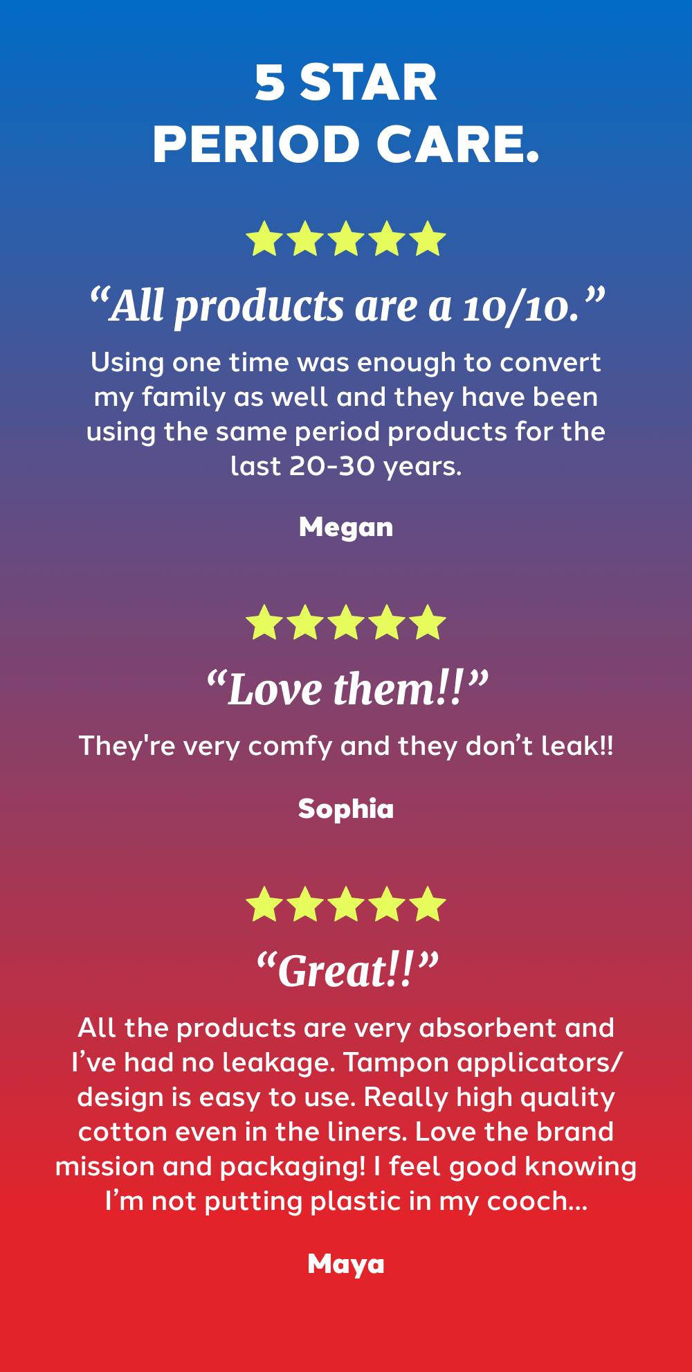 5 Star Period Care.