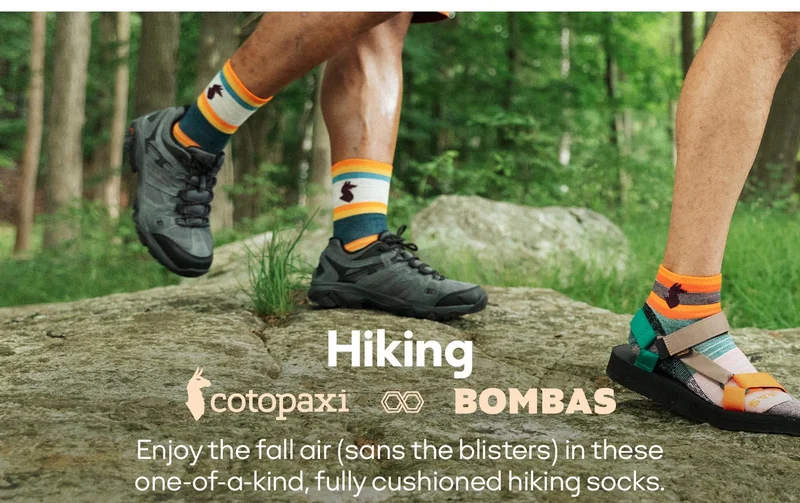 Hiking | cotopaxi | BOMBAS | Enjoy the fall air (sans the blisters) in these one-of-a-kind, fully cushioned hiking socks.