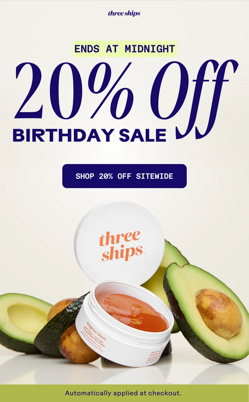 20% Off Birthday Sale. Shop 20% off sitewide.