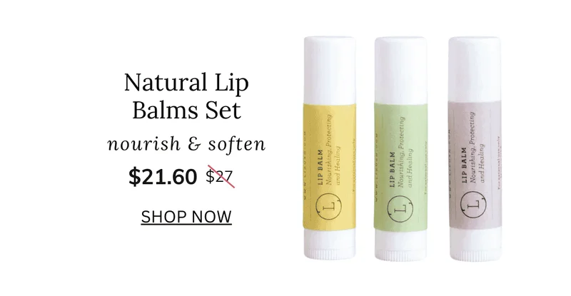 Lip Balm, Set of 3 Natural Unscented Lip Balms