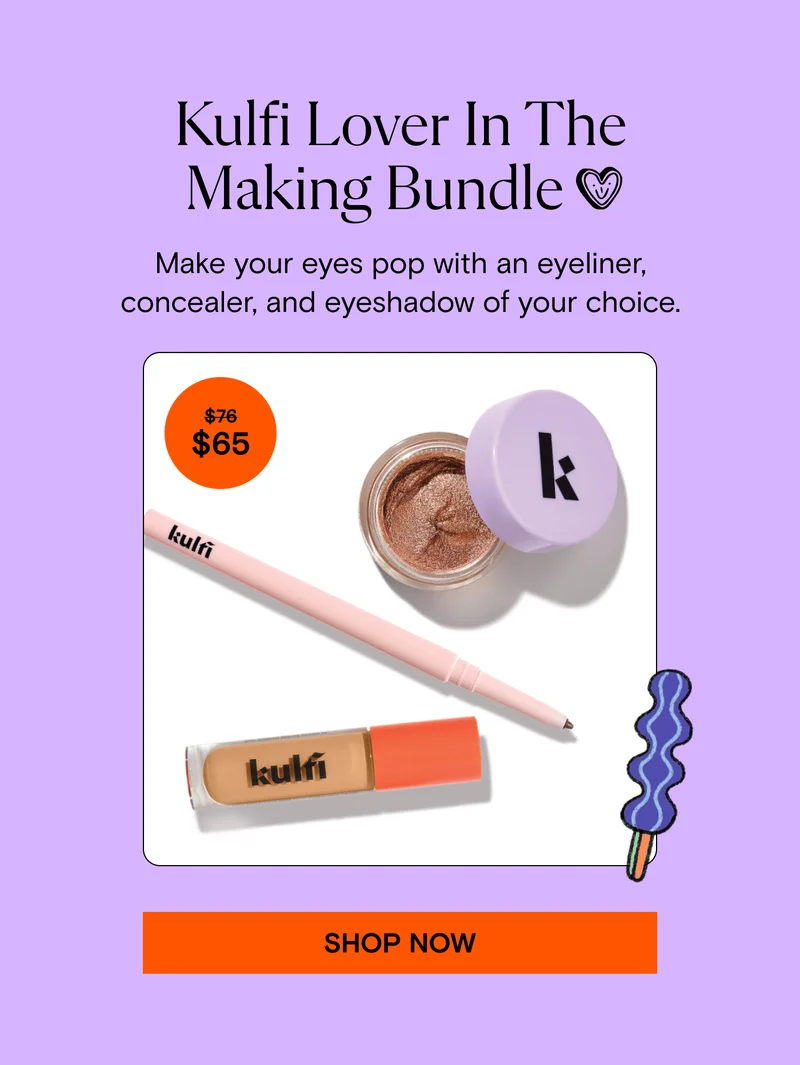 Kulfi Lover In The Making Bundle. Make your eyes pop with an eyeliner, concealer, and eyeshadow of your choice. $65. Shop Now.