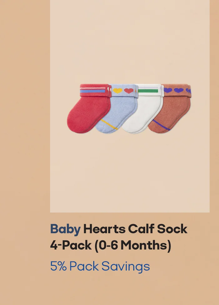 Baby Hearts Calf Sock 4-Pack (0-6 Months) 5% Pack Savings
