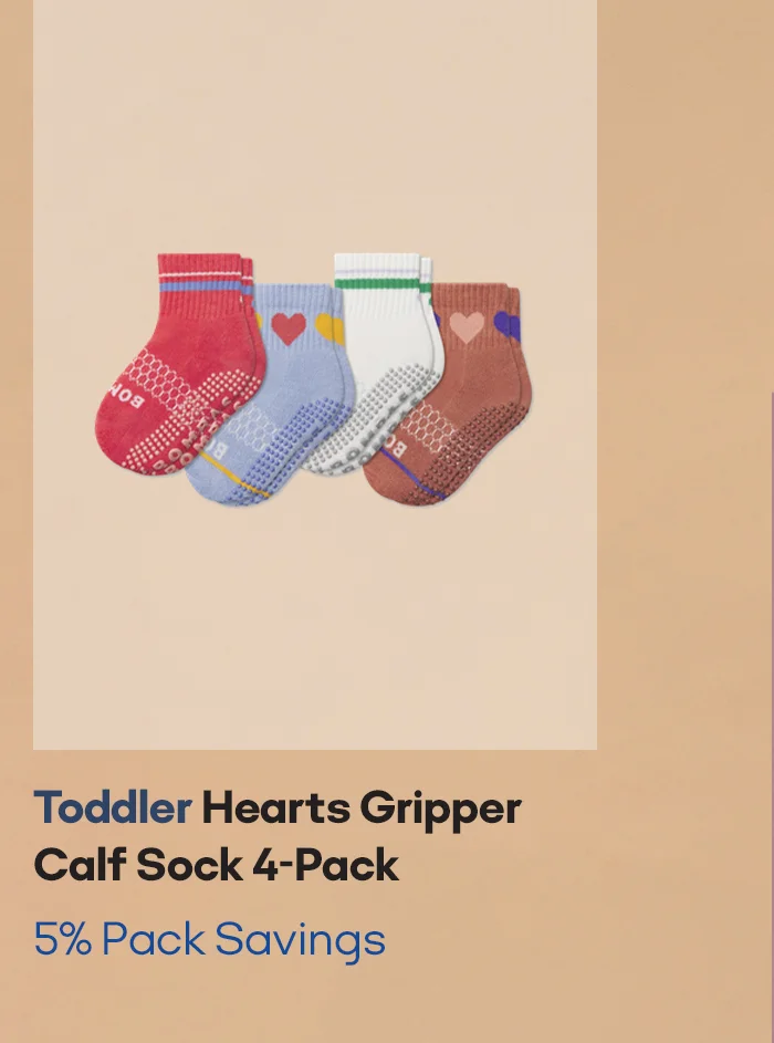 Toddler Hearts Gripper Calf Sock 4-Pack 5% Pack Savings