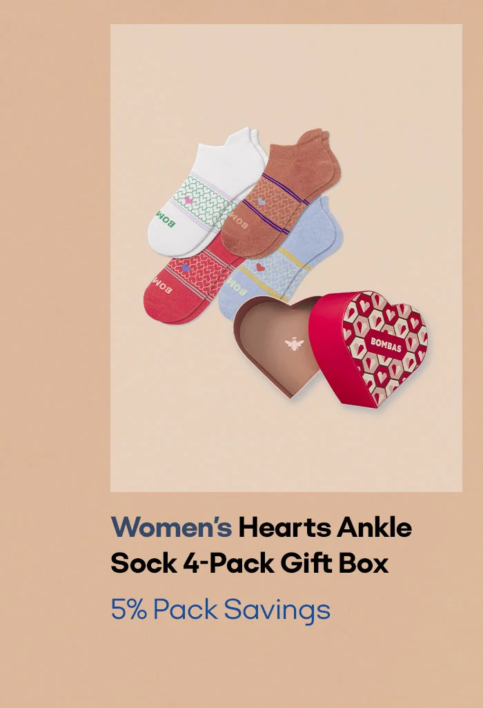 Women's Hearts Ankle Sock 4-Pack Gift Box 5% Pack Savings